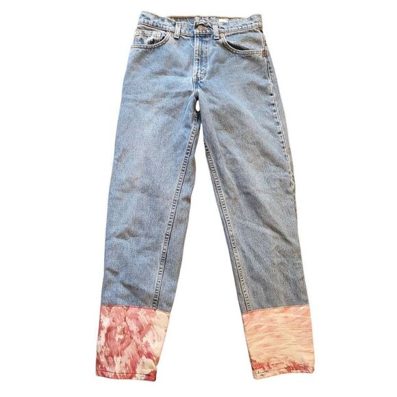 Vintage Levi's Jeans Women's 28 Blue 550 Relaxed Fit Taper Upcycled Patch - Picture 1 of 6